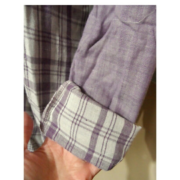 Nwt NAMELESS Plaid Gingham Button up Shirts Violet or Blue long sleeve Western - Picture 8 of 10